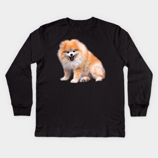 Cute Laughing Pomeranian Dog Kids Long Sleeve T-Shirt